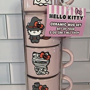 Sanrio Halloween Hello Kitty 4 Pack Stackable-3 Oz Ceramic Mug Set With Rack
